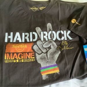 Authentic Hard Rock Cafe Brown T W/John Lennon Ltd  Imagine There’s No Hunger